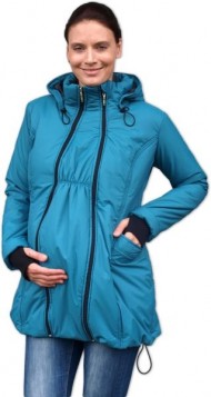 Zimní bunda pro těhotné/nosící - vyteplená, petrolejová 