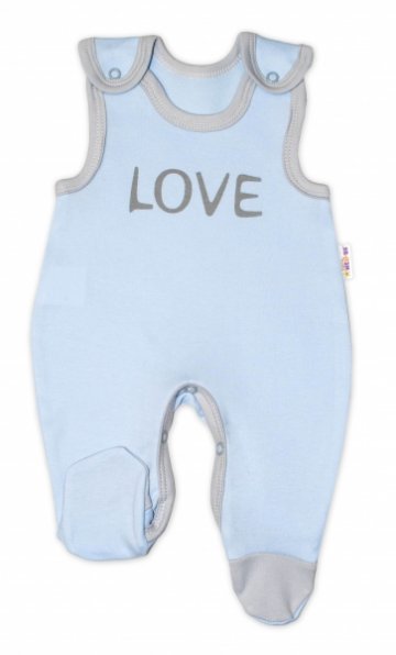 Kojenecké bavlněné dupačky Baby Nellys, Love - modré | Velikost koj. oblečení: 74 (6-9m)