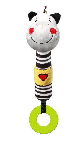 BabyOno Plyšová pískací hračka s kousátkem Zebra Zack, 26 cm