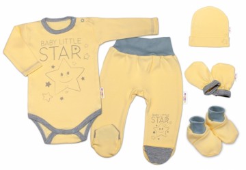 5-ti dílná soupravička do porodnice Baby Little Star - žlutá 