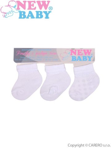 Kojenecké pruhované ponožky New Baby bílé - 3ks 