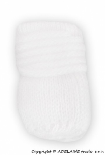 Zimní pletené kojenecké rukavičky - bílé | Velikost koj. oblečení: 0-1rok