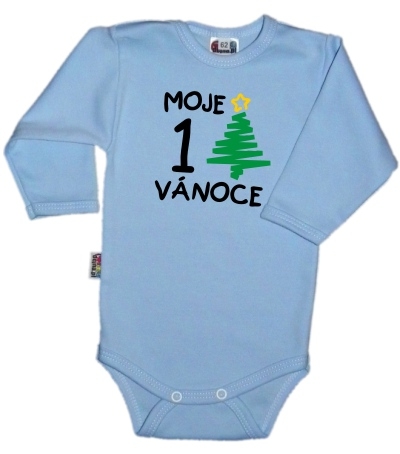 1. Vánoce - Body dl. rukávek sv. modré - Velikost koj. oblečení: 86 (12-18m)
