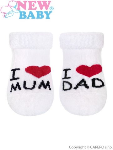 Kojenecké froté ponožky New Baby bílé I Love Mum and Dad 
