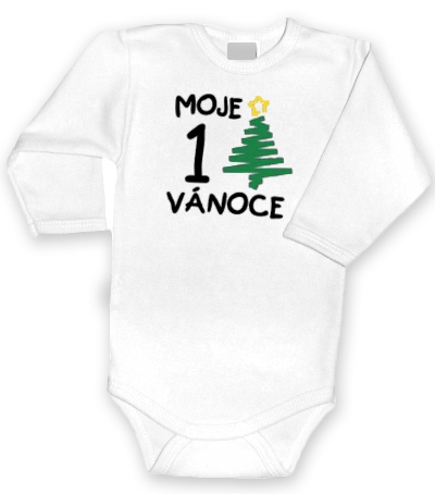 1. Vánoce - Body dl. rukávek bílé - Velikost koj. oblečení: 80 (9-12m)