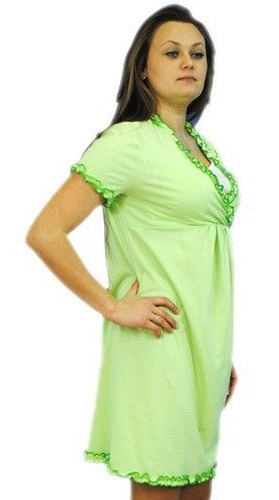 Těhotenská, kojící noční košile s volánkem - sv. zelená 