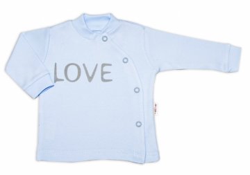 Baby Nellys Bavlněná košilka Love zapínání bokem - modrá | Velikost koj. oblečení: 68 (4-6m)