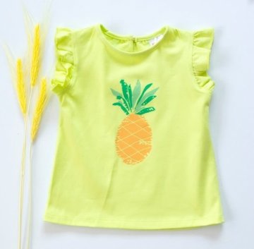 K-Baby Dětské bavlněné triko, krátký rukáv - Ananas - limetka | Velikost koj. oblečení: 68 (4-6m)