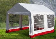 Zahradní párty stan - bílý s červeným lemem 3 x 4 m