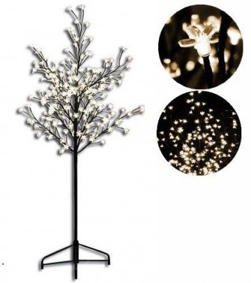 Dekorativní LED strom s květy 1,5 m, teple…