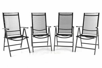Sada čtyř zahradní polohovatelných židlí - černá