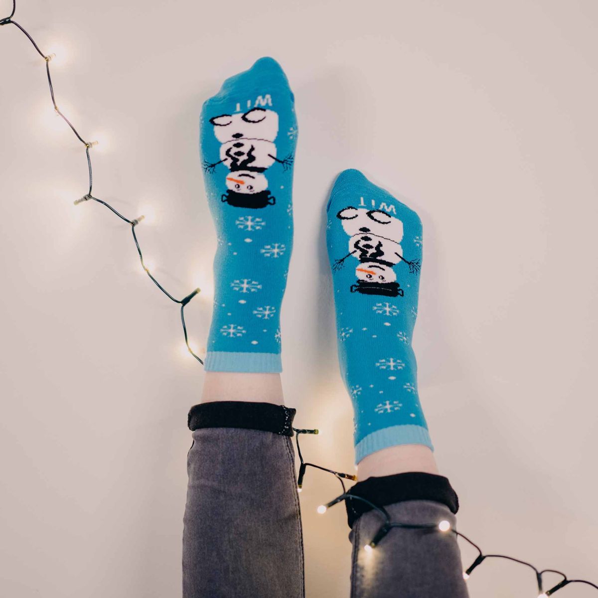 Ponožky termo - Snehuliak vo vianočnej guli + krabička
