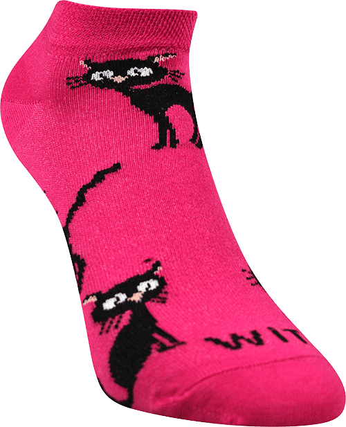 Ponožky - Mačka magenta nízke p2