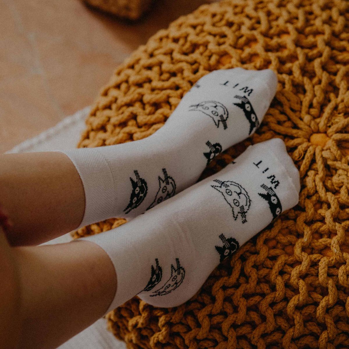 Ponožky - Mačky biele p2