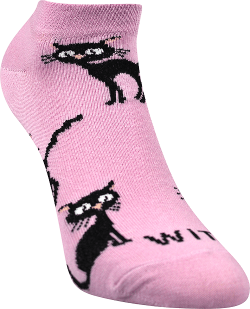 Ponožky - Mačka svetlo ružové nízke p3