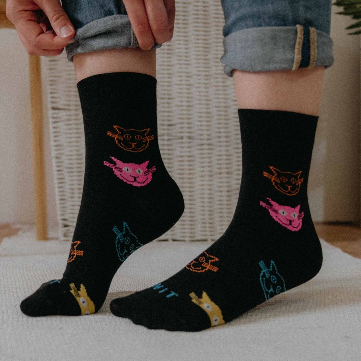 Ponožky - Mačky farebné  p3