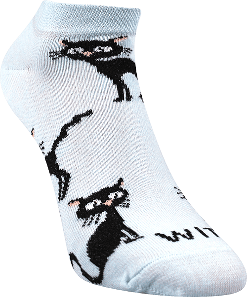 Ponožky - Mačka svetlo modré nízke p3