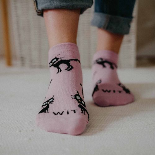 Ponožky - Kočka světle růžové nízké tp4