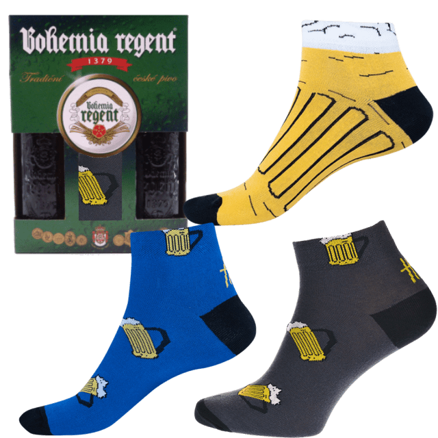 Dárkový set - 2 Piva Bohemia Regent + 3x ponožky Pivo nízké