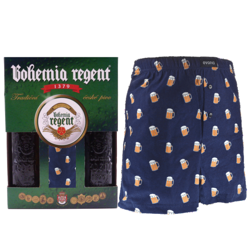 Dárkový set - 2 Piva Bohemia Regent + trenýrky Pivo tm.modré