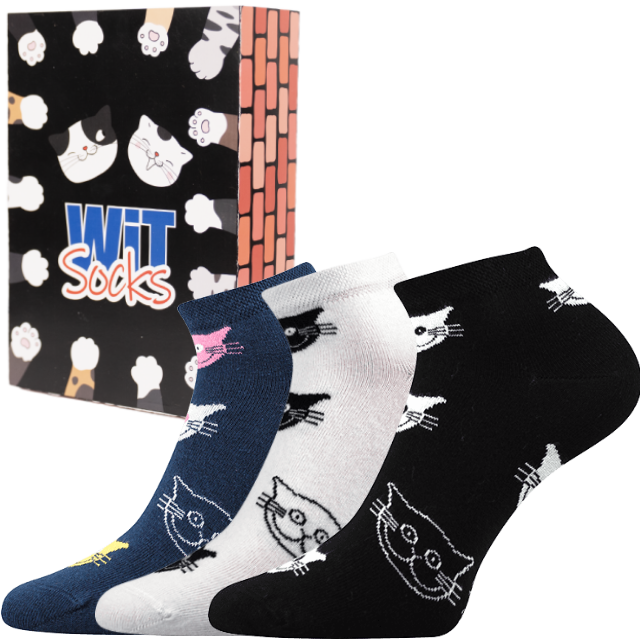 Geschenkset - Socken - Katzen - niedrig