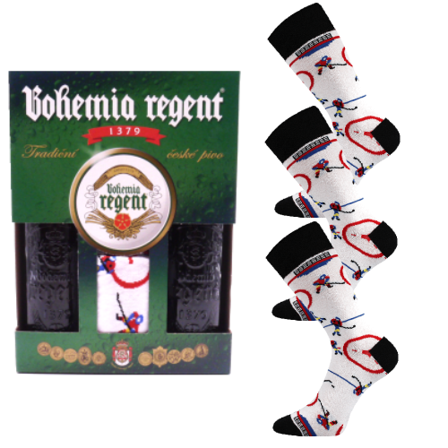 Dárkový set - 2 Piva Bohemia Regent + 3x Ponožky Hokej