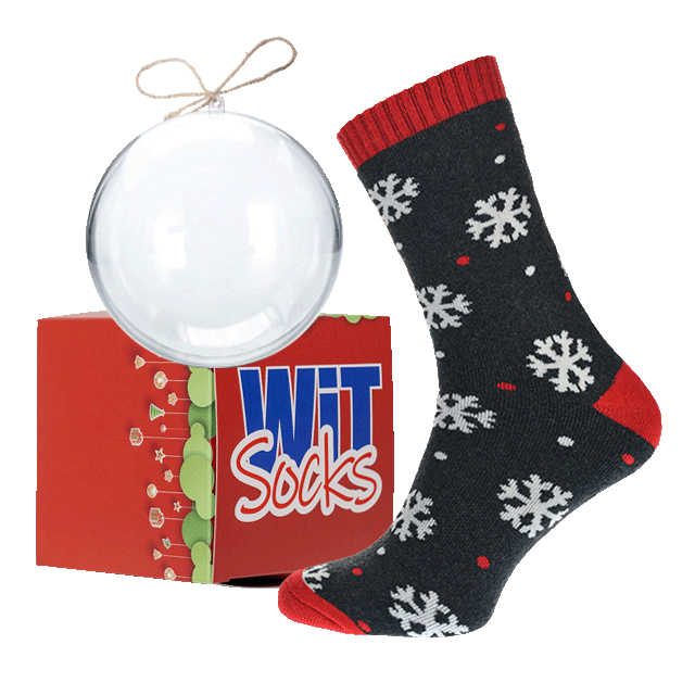 Ponožky termo - Vločky - sivé vo vianočnej guli + krabička tmain