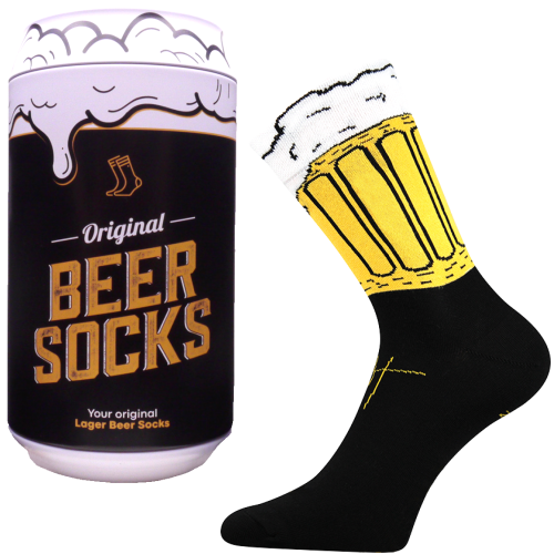 Ponožky - Pivo 3 v darčekovej pivnej plechovke