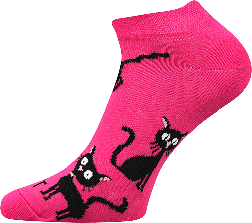 Ponožky - Kočka magenta nízké