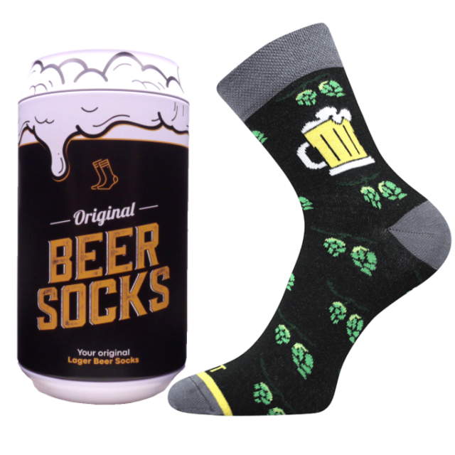 Ponožky - Pivo Chmeľ v darčekovej pivnej plechovke