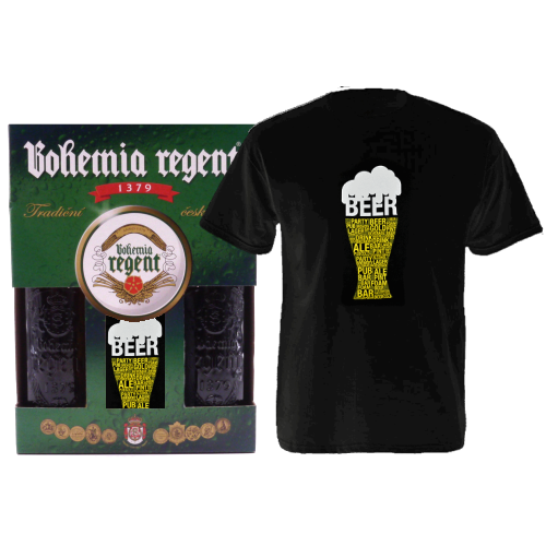 Dárkový set - 2 Piva Bohemia Regent + tričko Pivo tmain
