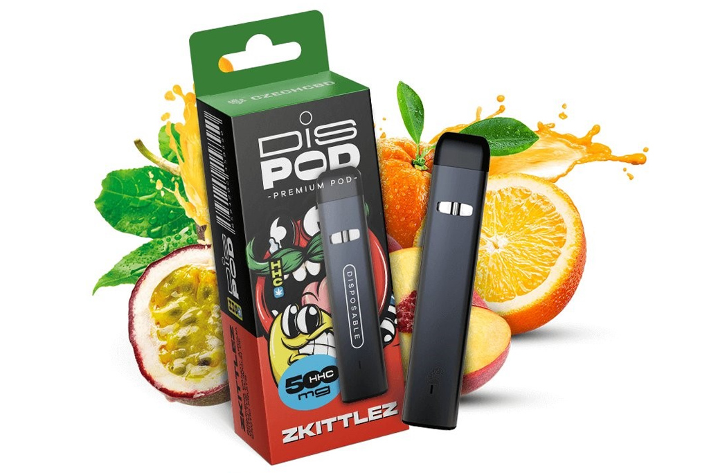 HHC Vape Pen disPOD Zkittlez 500 mg, 0,5 ml Jednorázová elektronická cigareta