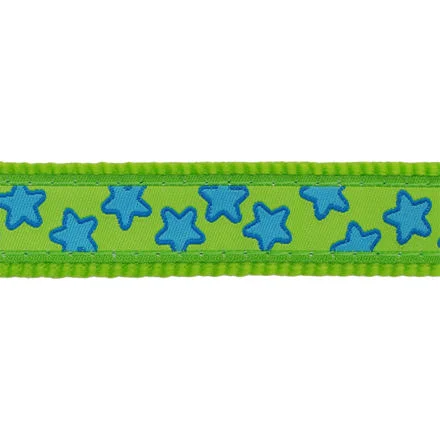 Obojek pro kočky - Stars Turquoise on Lime