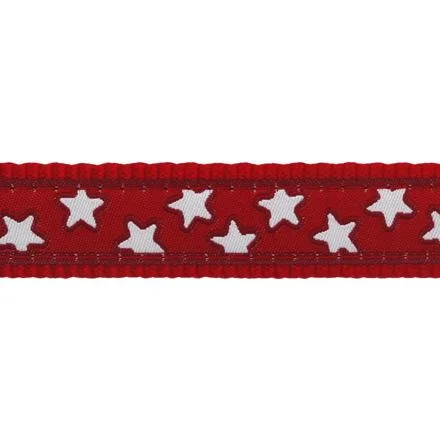 Obojek RD 20 mm x 30-47 cm - Stars White on Red