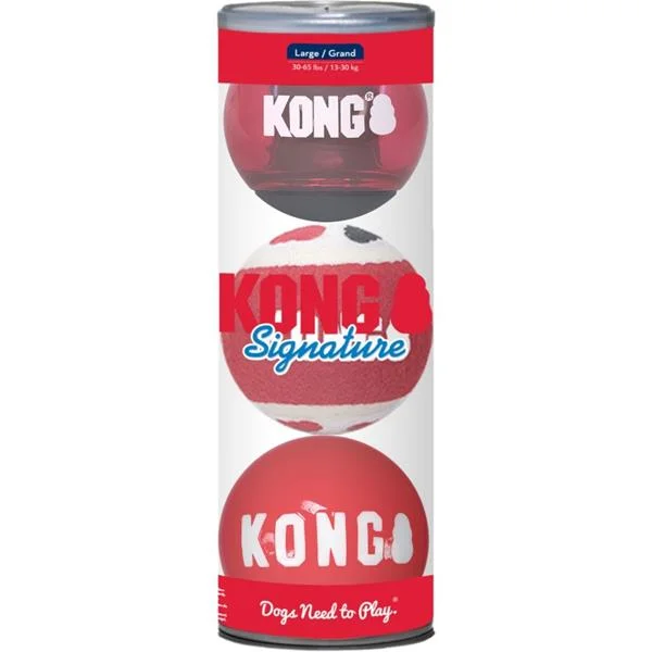 Hračka guma KONG Signature Balls L 3 ks mix