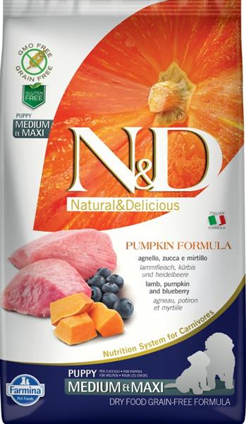 N&D Pumpkin DOG Puppy M/L Lamb & Blueberry 2,5 kg