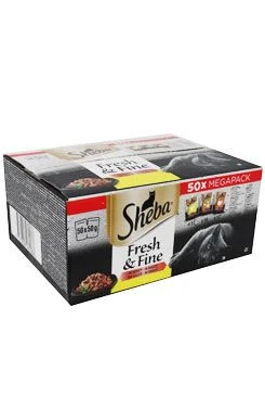 Sheba Fresh & Fine Kapsičky pro dospělé kočky mixovaný výběr ve šťávě 50×50 g