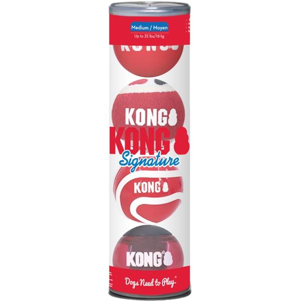 Hračka guma KONG Signature Balls M 4 ks mix