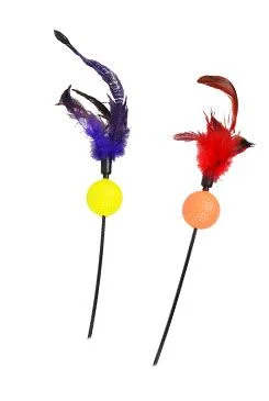 Hračka kočka Udice s peřím a míčkem 1 ks