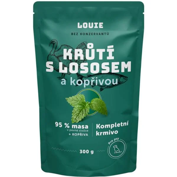 Louie Kompletní krmivo krůtí s lososem a kopřivou pro psy