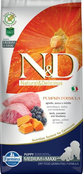 N&D Pumpkin DOG Puppy M/L Lamb & Blueberry 12 kg 