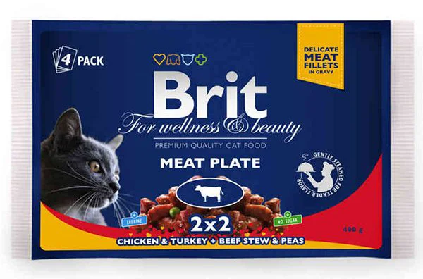 Brit Premium Cat kapsa Meat Plate 400 g (4x100 g)