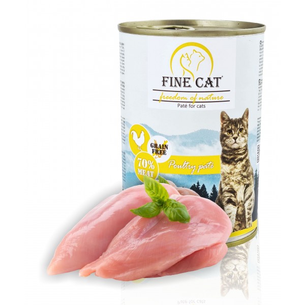Fine Cat FoN konzerva pro kočky drůbeží 70% masa Paté 400g - EXP 05/25
