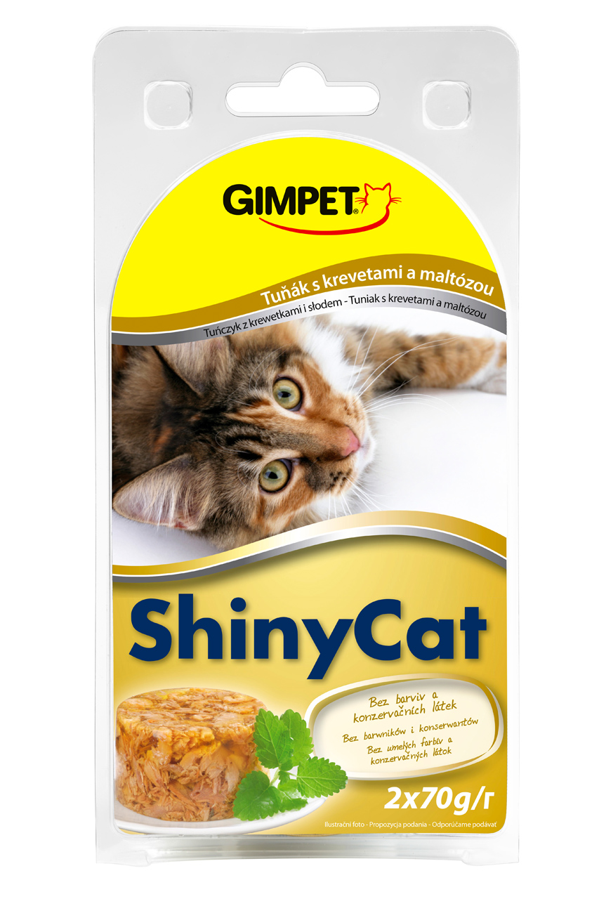 Gimpet ShinyCat tuňák+krevety+maltóza 2x70g