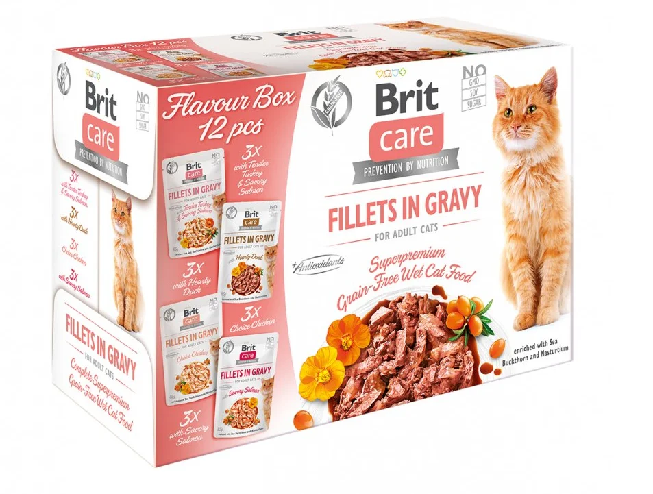 BRIT Care Cat Flavour box Fillet in Gravy 4 x 3 ks 1020 g