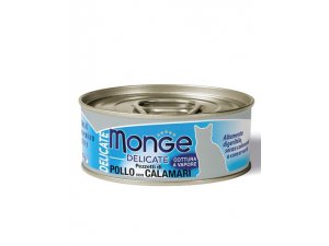 MONGE DELICATE Cat konzerva kuřecí s kalamary 80g/24bal.