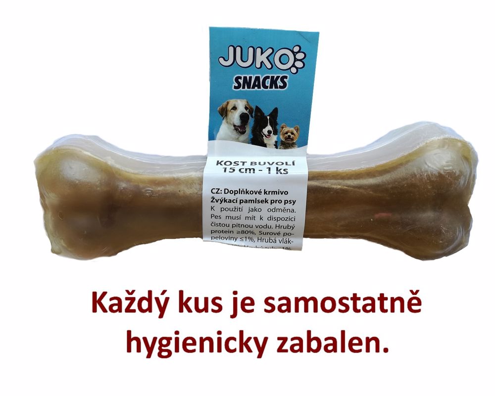 Kost buvolí JUKO Snacks 15 cm (1 ks) PRODEJ PO BALENÍ (25 ks)