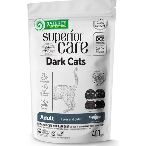 Nature's Protection Cat Dry Superior Care Dark Adult GF Herring 400 g