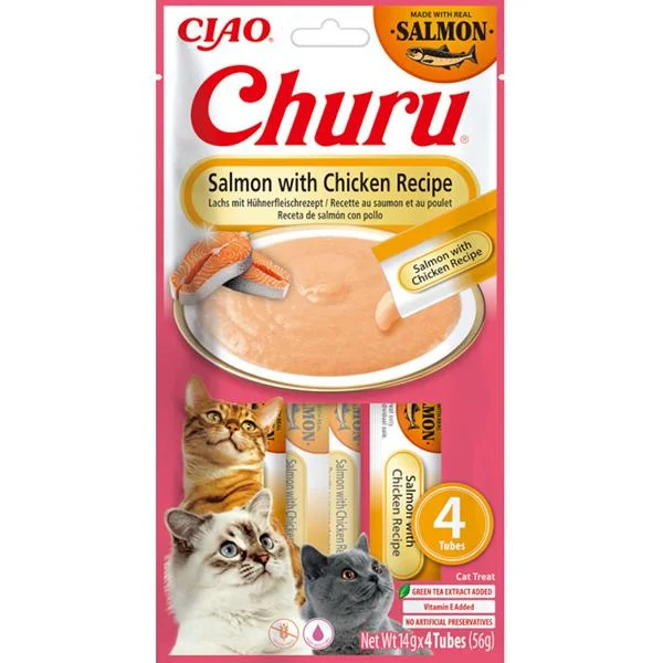 Churu cat snack losos & kuře 4x 14g