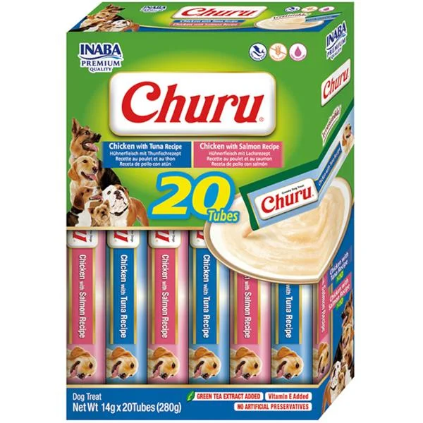 Inaba Churu dog snack tuňák a kuře&losos 20x 14g